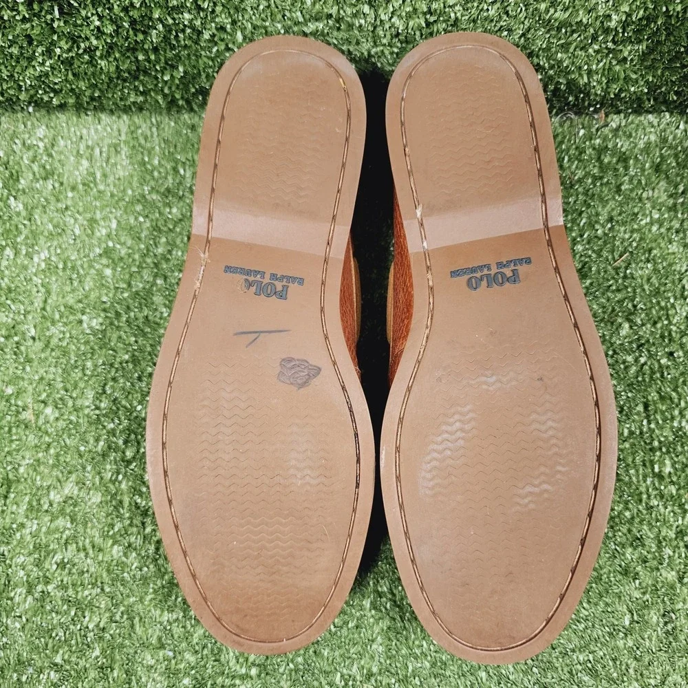 Polo Ralph Lauren Bienne Brown Leather Casual Boat Shoes Mens Size 10 D